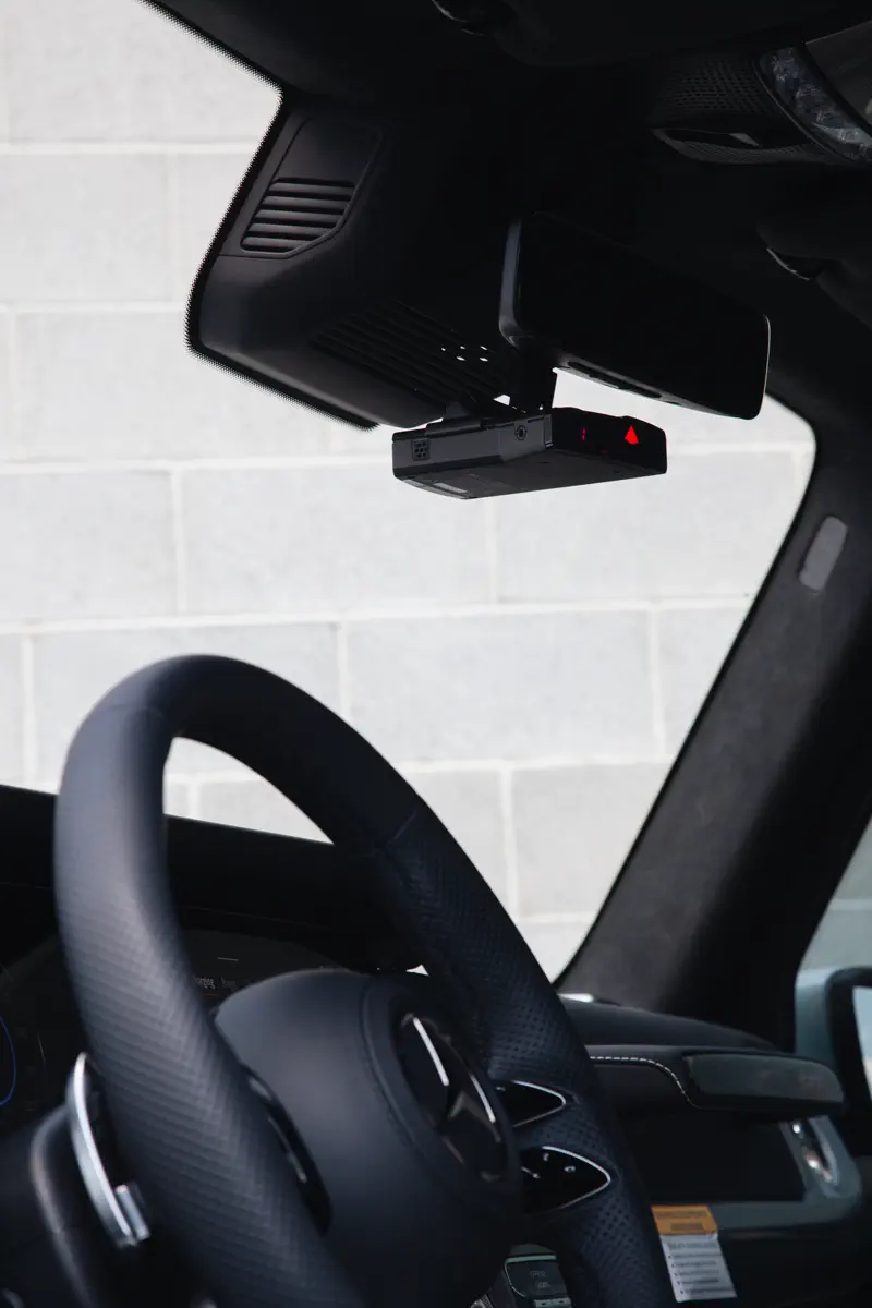 Integrated windshield electronics install in a Mercedes G-Wagon