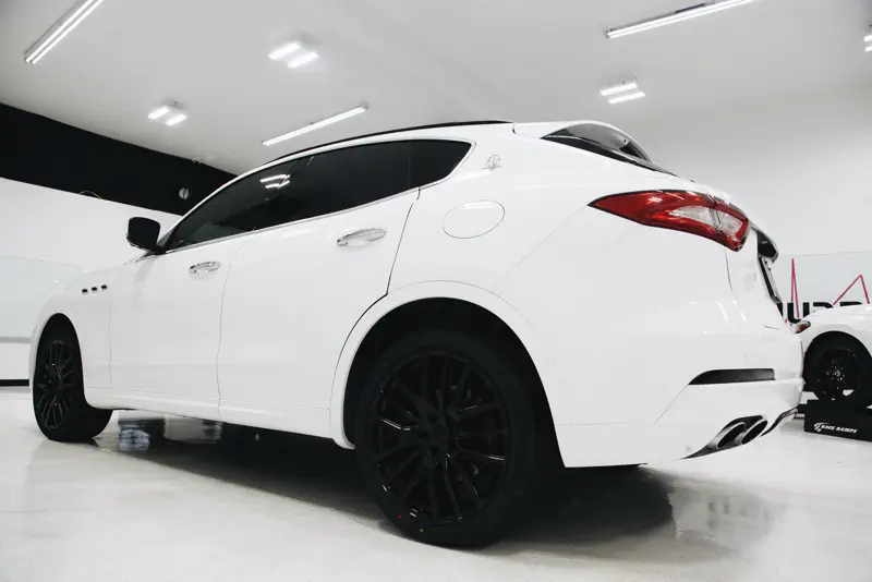 White Maserati Levante with ceramic window tint at FRQNCY in Woods Cross UT
